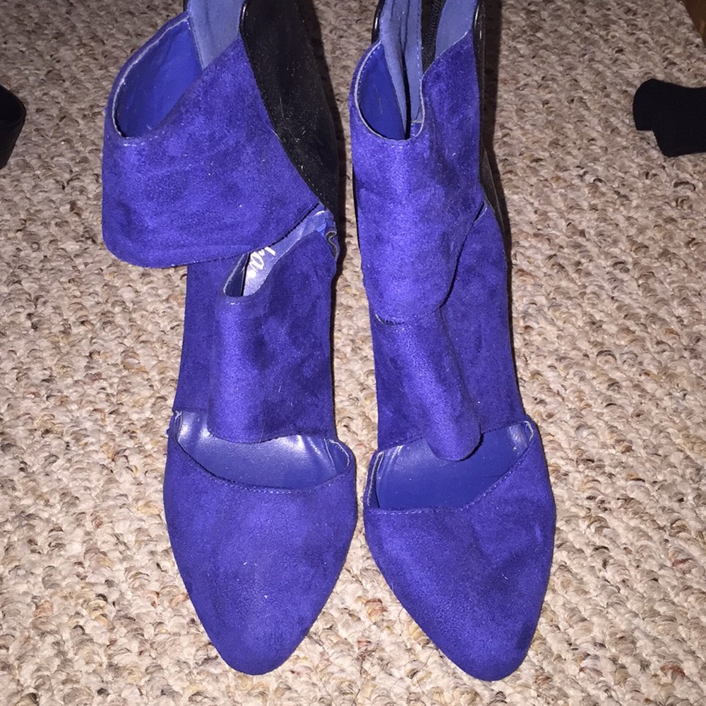 Blue and black booties